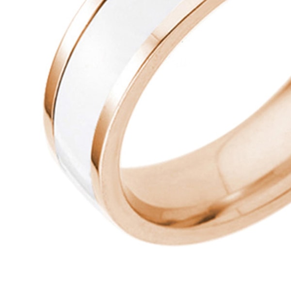 Ring Fashion Dekorativ Titanium Stål Unisex Simple Finger Band til dagligdagen Rose Gold and White US 7