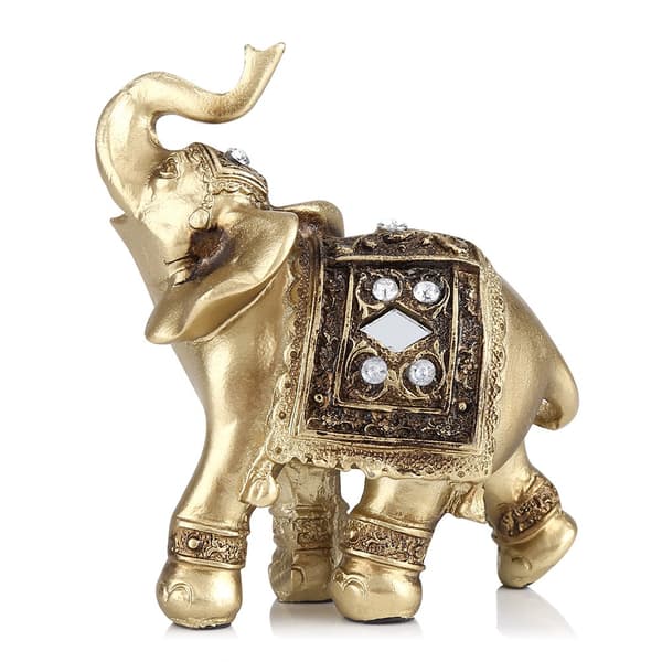 Guld Elegant Elefant Staty Hem Kontor Dekor Gåva