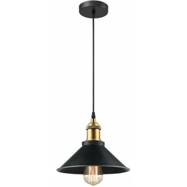 Retro pendellampe industridesign Edison taklampe E27 metall pendel lysekrone, Ø 22cm, svart