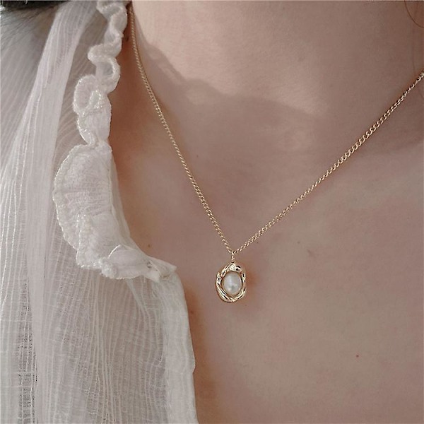 Halskjede Pearl Choker motesmykker B1823 A307