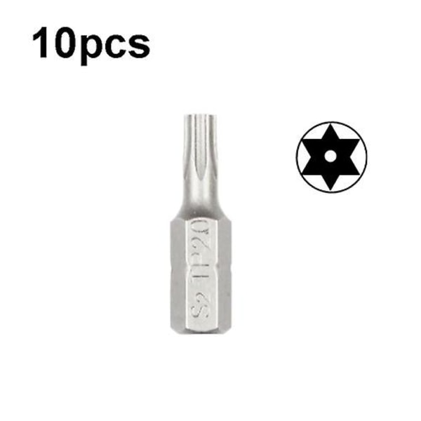 10 stk elektrisk skruetrækker kort bit stærk magnetisk skruetrækker bit - Torx (med hul) Tp20