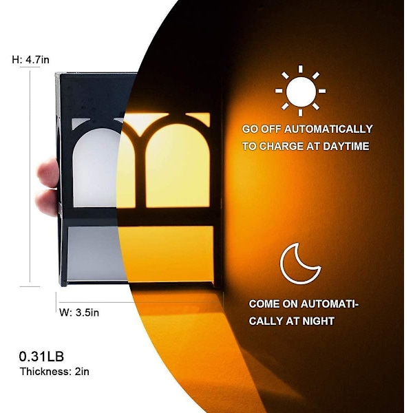 Aurinkopaneelivalot ulkopuutarhaan - aurinkoenergialla toimivat seinävalot, vedenpitävät kannelle, lämmin valkoinen/värinvaihto, 4 kpl pakkaus