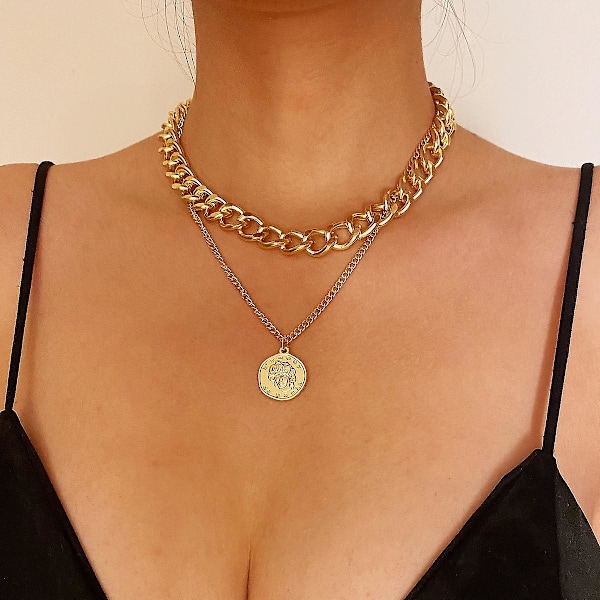 Halskjede Mynter Choker Motesmykker B1791 N2104-3