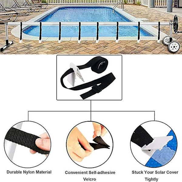 Universal Swimming Pool Cover Roll Fastgørelsesstropper Kit Svømmebælte til udendørs udstyr