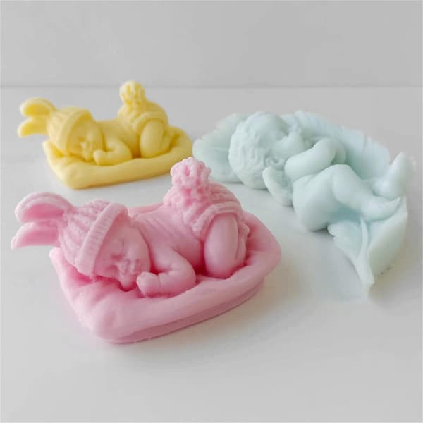 Sovende baby lys silikoneforme Sovende engel aromaterapi harpiksforme til DIY lysfremstilling kage boligdekorationer