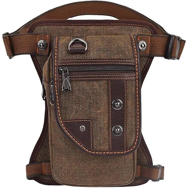 Canvas Drop Ben Bag För män Kvinnor Motorcykel Cykel Multifunktion Lår Midja Fanny Pack Herr Resor Ridning Fiske Fotvandring Cykling Utomhus Väska Brun