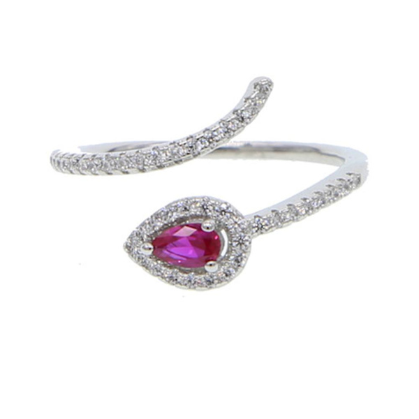 Mode Kvinnor Orm Födelse Strass Finger Ring Justerbar Öppning Smycken Present Silver and White