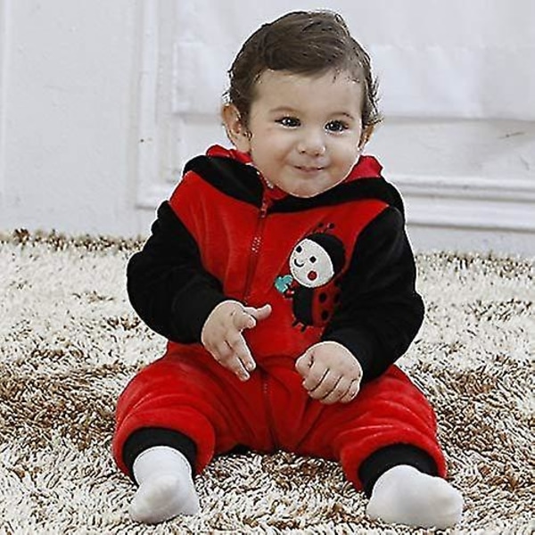 Baby Dinosaur Kostume Børne Sød Hættetrøje Jumpsuit Halloween ladybug 12-18 Months