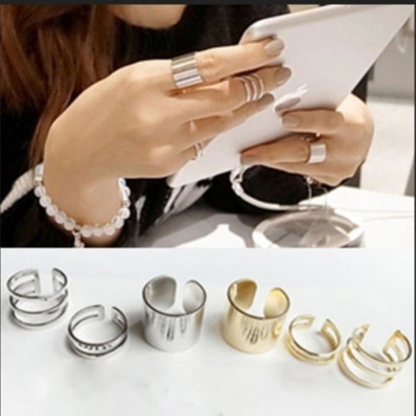 3 st/ set Finger Midi Tip Finger Knuckle Öppna Ringar Smycken Berlocker Julpresent Golden