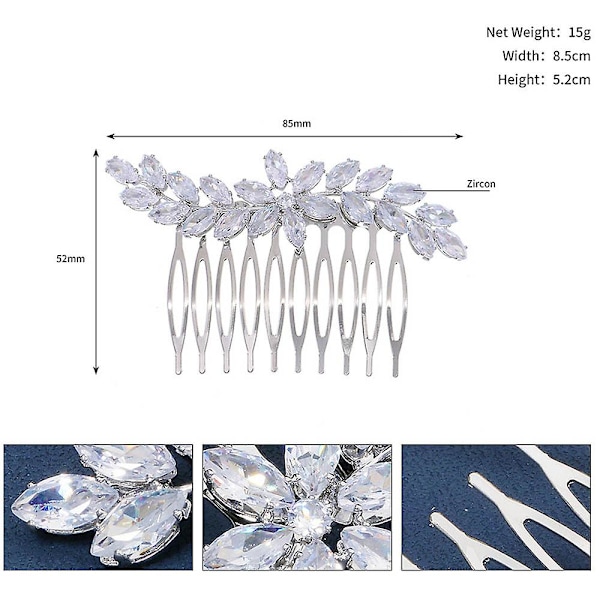 Morsiamen häät morsiamen päähine, kamma Marquise Zircon Side -hiusharja HS J6532S