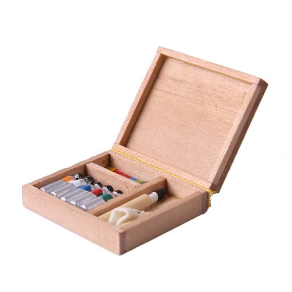 7x 1/12 Dollhouse Miniatyrer Miniborstar Verktygslåda Paint Set