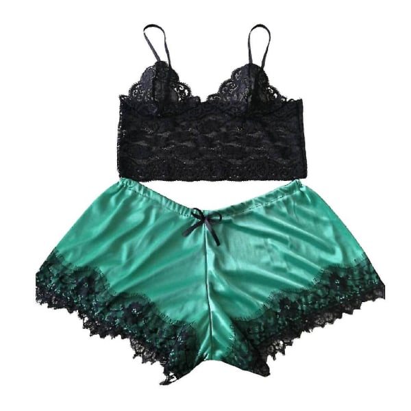 Dame Blonder Natttøy Nattøy Cami Topper + Shorts Lingeri Green S