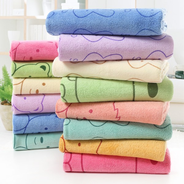 Mikrofiberbadehåndkle 70*140 Absorberende tegneserietrykt mykt vanlig preget badehåndkle for voksne (cyan Ra