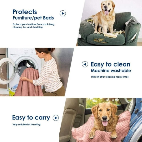 Hundekattteppe Dobbeltsidig plysjmatte Vaskbart mykt og varmt komfortabelt trekk Kjæledyr Hundesovesofa, for bilkennelteppe