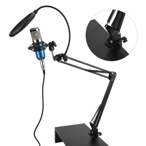 BM800 USB kondensatormikrofonsæt med fleksibel arm til pc-desktop-notebook blå sølv