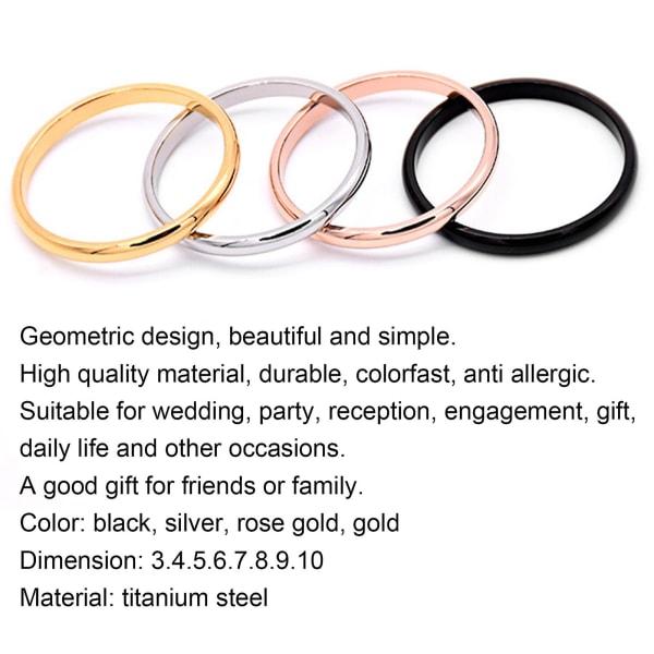 Parring Allsidig Delikat Titanstål Geometrisk Fingerring For Bankettfest Jubileumsforlovelse Rose Gold Us9