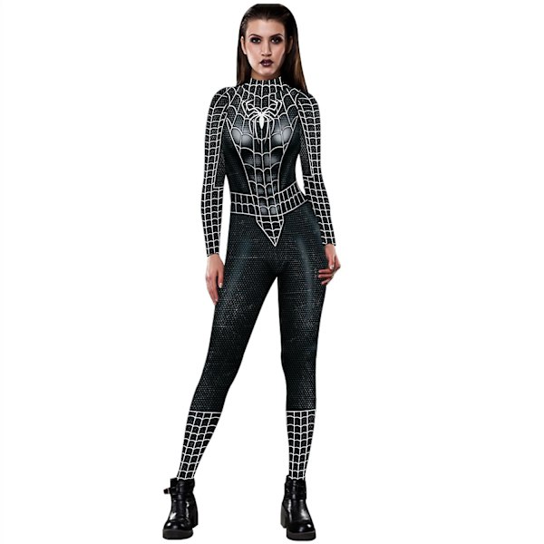 Halloween naisten Spider-Man Iron Man -haalari Cosplay-asu Black XL