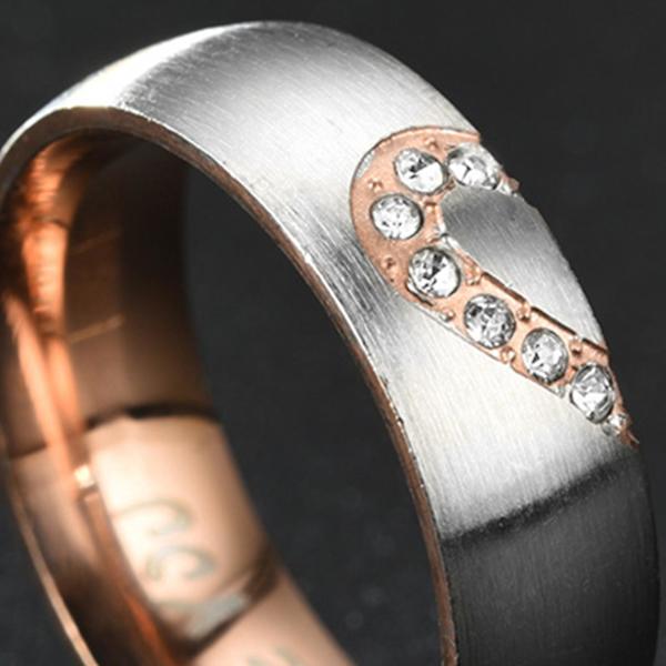 I Love You Letter Enkel hjärtform Förlovningsring Parring Smycketillbehör Rose Gold US 9