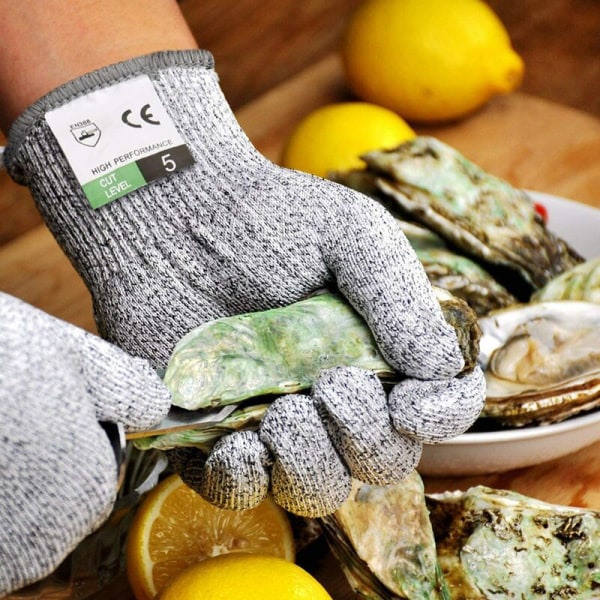par grad 5 anti-cut handsker, fødevaregodkendt køkken skærebeskyttelse fældning havearbejde fiskeri træbearbejdningshandsker M