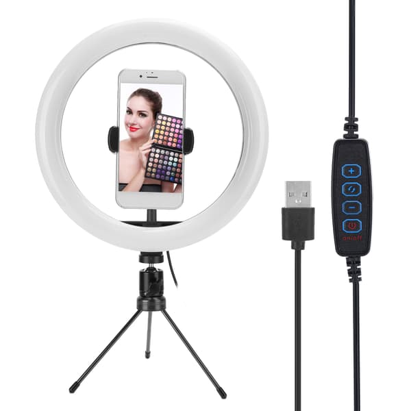 10 tommer USB Desktop LED Ring Light med Tripod Stand til Livestreaming