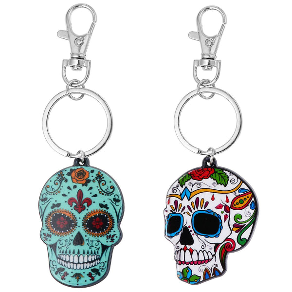 2 stk Fashion Skull Key Chain Creative Car Keychain Halloween Skull Nøglering