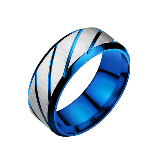 Par ring kypert mønster Alle match Fin utførelse Rustfritt stål Geometrisk skinnende unisex ringer for forlovelse Blue US 11