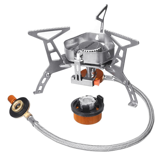 Campinggasspis, vindtät platt gasspis, SGODDE 3500W Bärbar campingspis, slitstark minicampingspis med case