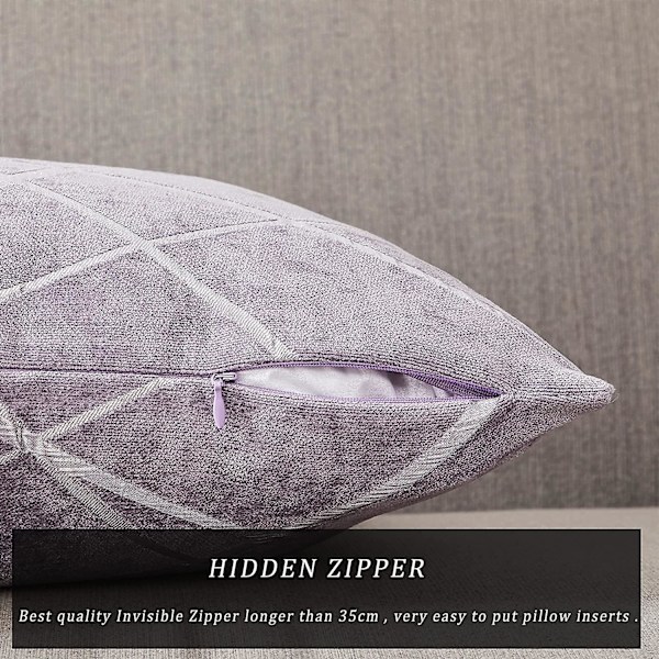 Dekorativ sofa pudebetræk, sofa tyk pude pudebetræk, firkantet grå luksus pude 2 sæt 40*40 cm Violet