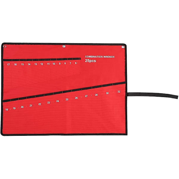 Værktøjsopbevaringstaske - Opbevaringspose i lærred med flere lommer til justerbar skruenøgle, nøgleholder (25 lommer)
