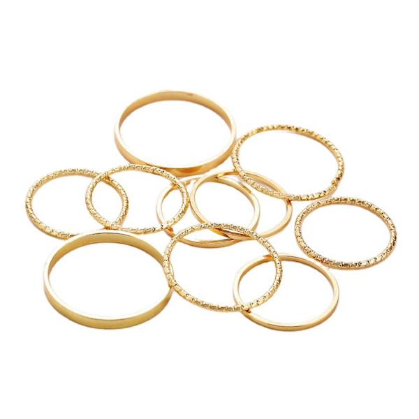 10 kpl All Match Finger Sormus Hienotyöstö Kevyt Naisten Miesten Puhdasvärinen Fidget Sormus ulkoiluun Golden