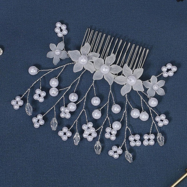 Akryl Flower Insert Kam Hand Beaded Headdresses Veil Accessories Pearl Hair Comb