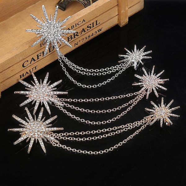 Vintage smykker spenne pin brosjer Crystal Snowflake Rhinestone brosjer for kjole bankett Gold