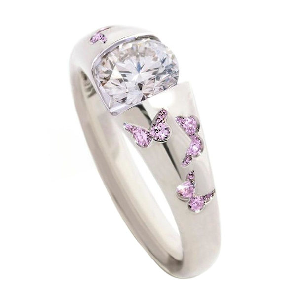 Mote Kvinner Rhinestone Innlagt Butterfly Finger Ring Bryllupsfest smykker Pink US 7