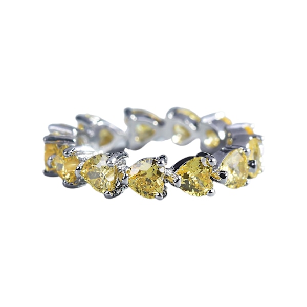 Finger Ring Hjärtform Strass Kvinnor Justerbar Fine Hantverk Ring För Dejting Yellow