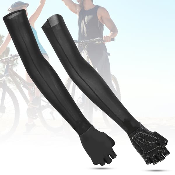 Elastisk polyurethan sorte cykel skridsikre solcreme lange handsker armærmer par sort M