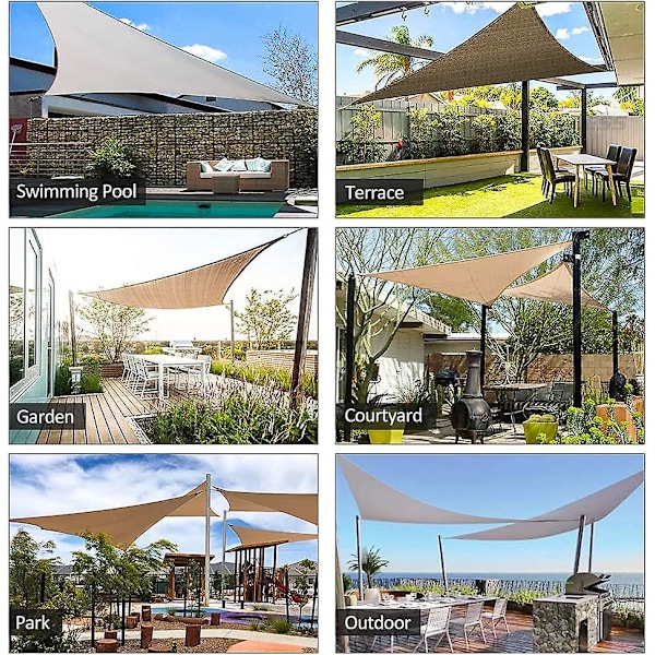 Triangulär Shade Segel 3x3x3m, Hdpe Shade Duk Andas Heavy Duty UV-skydd Sträckt duk Utomhus solskydd för trädgårdsterrass Pergola Balco