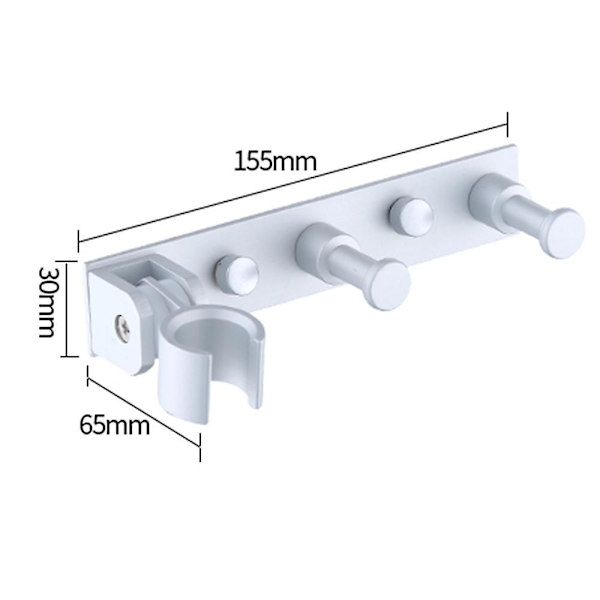 Duschhuvudhållare Väggfäste med 2 hängkrokar Handhållet duschfäste Behövs ingen borrmaskin Matte Style 2