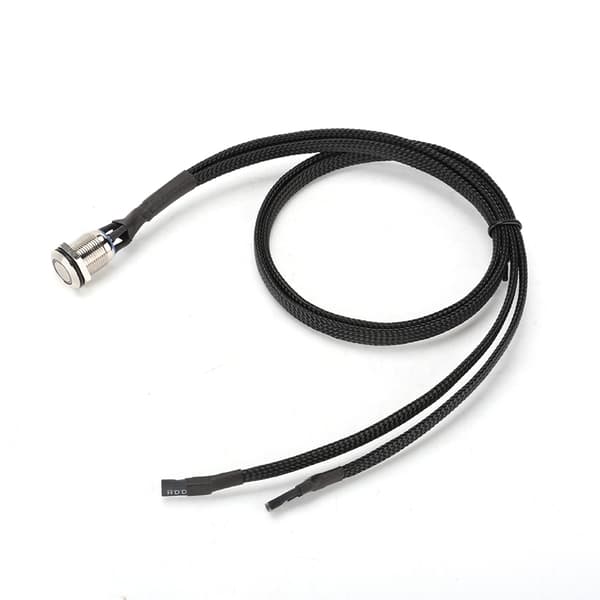 Stationær computer metal nulstillingsknap med kabel blå