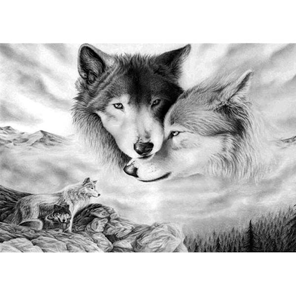 5D Diamond painting Full Borrsatser Strass Pasted Arts Hantverk Hem Väggdekor 30x40cm Wolf,