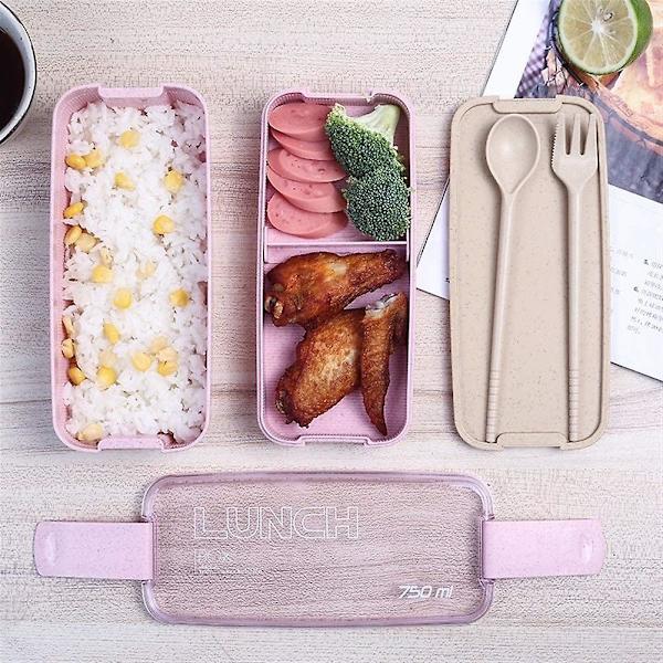 2-lagers Lunchbox 750ml Bento Box Mikrovågsservis (beige)