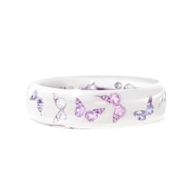 Mode Kvinder Sommerfugl Cubic Zirconia Indlagt Finger Ring Bryllupsfest smykker Pink and White US 8
