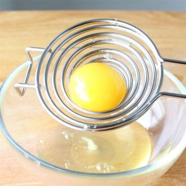 3 stk Eggdeler Langt håndtak kjøkkenverktøy rustfritt stål sirkler trakt eggeplommeseparator for kjøkken