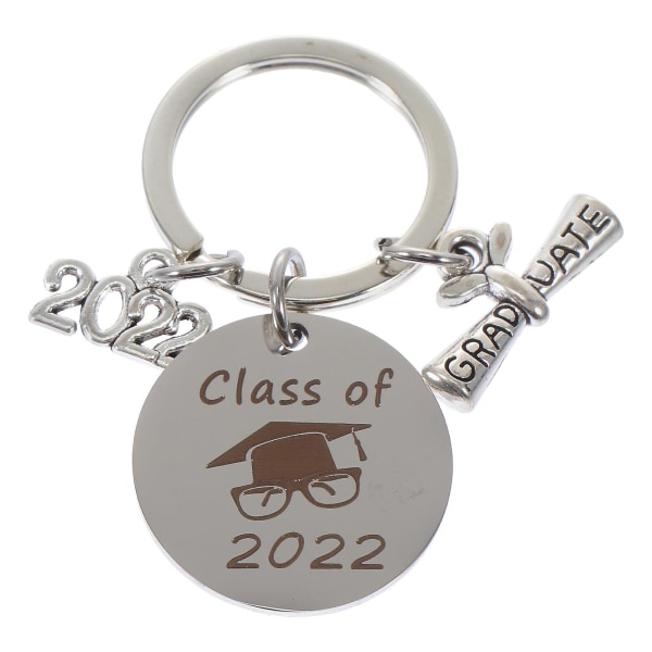 1 stk Graduation Keychain Pendant 2022 Graduation Key Ring Gift Keychain Silver