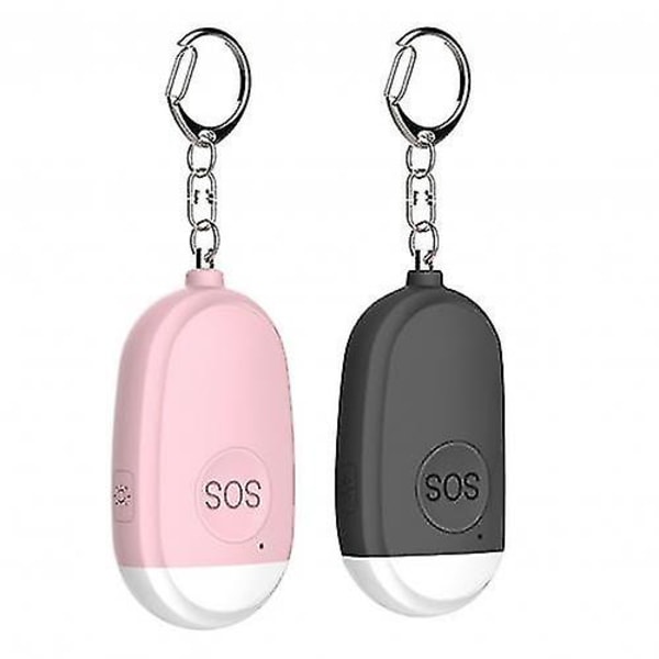 2stk Usb Oppladbar Sikkerhet Personlige Alarmer Sirene For Kvinner Barn Eldste Black Pink