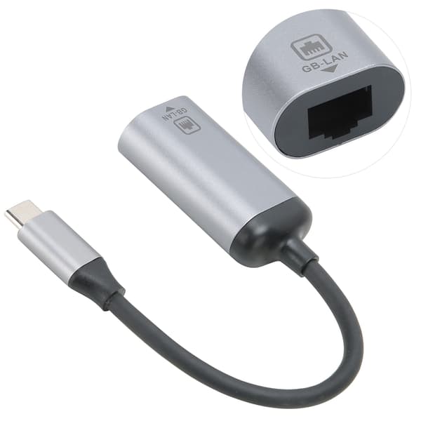 USB C - Gigabit Ethernet -sovitin lyhyellä kaapelilla Windows Android Mac OS:lle