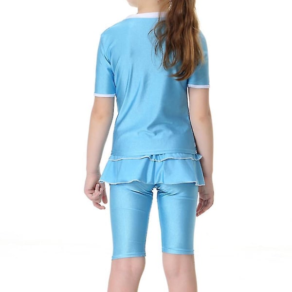 Kids Girls Muslim Modest Islamic Burkini -uimapuku Light Blue 10-11 Years