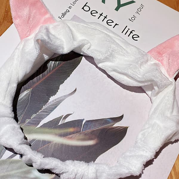 Søde Katteører Hvid Letvægts Hudvenlig Blød Elastisk Ansigtsvask Makeup Hårbånd