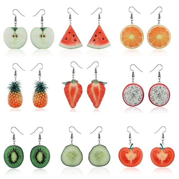Frugtøreringe Små friske akryl øreringe tilbehør Frugtøreringe Sommermode tilbehør watermelon