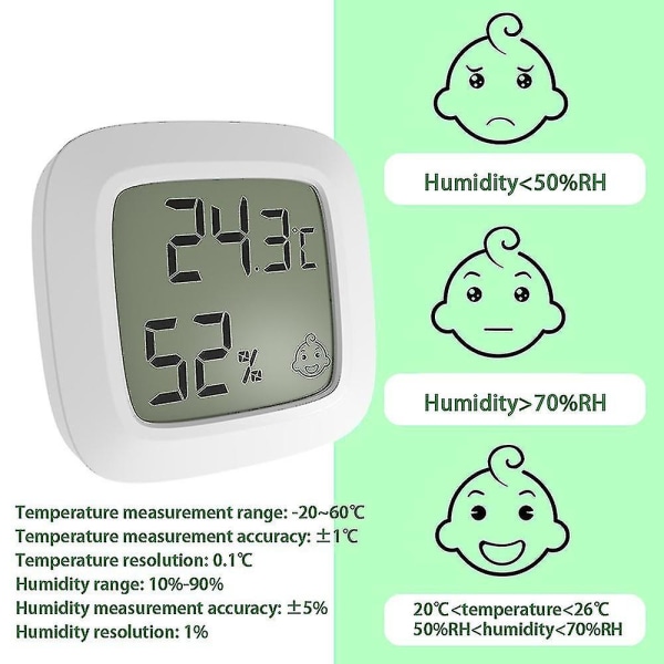 Mini inomhus magnetisk termometer LCD digital temperatur luftfuktighetsgivare termometer Hemrum Hygrometer Mätare väderstation 2 Pcs Upgrade