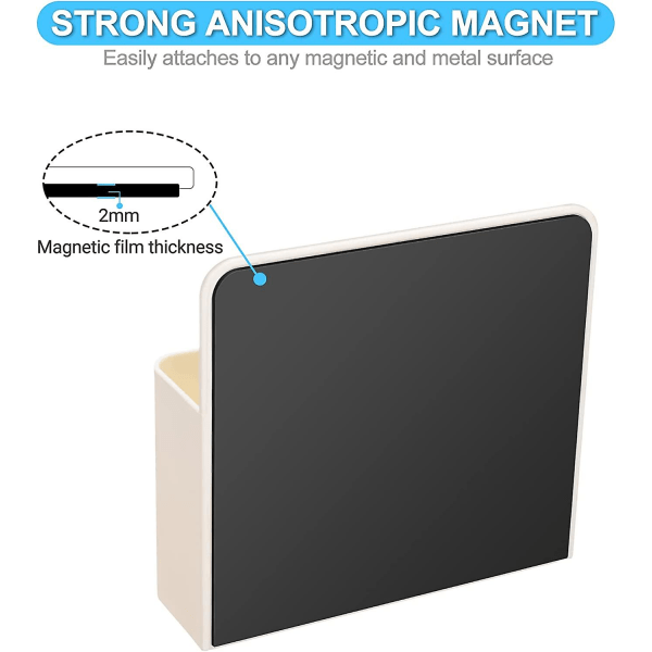 Stærk magnetisk tørsletningsmarkørholder til whiteboards/køleskab/skole, magnetisk penneholder med anisotropisk magnetisk pude, hvid